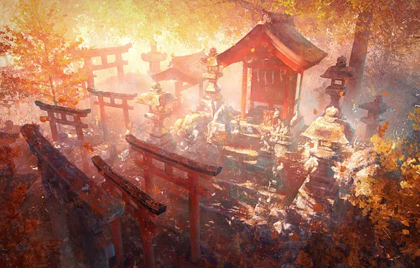 Autumn, Japan, Temple, Kyoto, Fushimi Inari Shrine, The sanctuary of the thousand gates