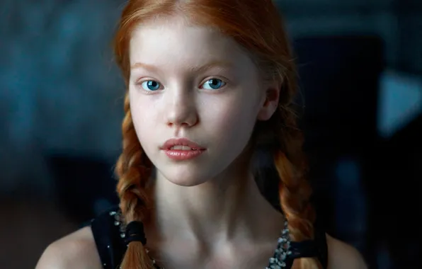 Freckles, braids, the beauty, redhead, Alexander Vinogradov, Alexander Vinogradov, Anastasia Zhukova