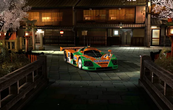 Picture trees, house, cars, Gran Turismo 5, racing, sports, mazda 787b