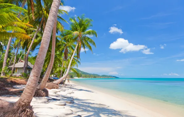 Sand, sea, the sky, clouds, landscape, nature, tropical beach, Thailand