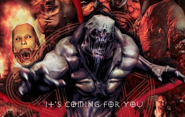 Game, Zombies, demons, Pinkie, id software, doom 3, Lost soul, The Knight Of Hell