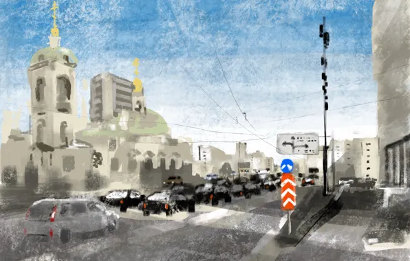 The city, street, figure
