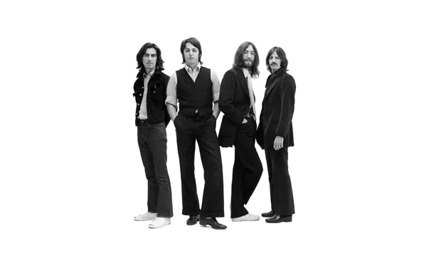 Group, beatles, on a white background