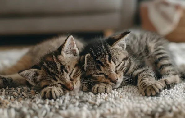 Cats, pose, kitty, sleep, legs, kittens, Mat, grey