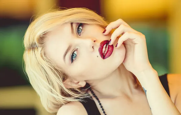 Look, close-up, face, pose, model, hand, portrait, makeup
