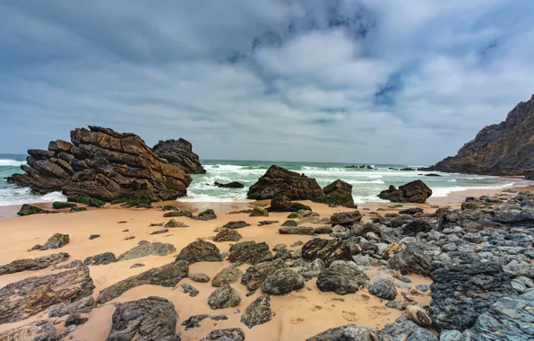 Picture stones, coast, Portugal, Praia da Adraga