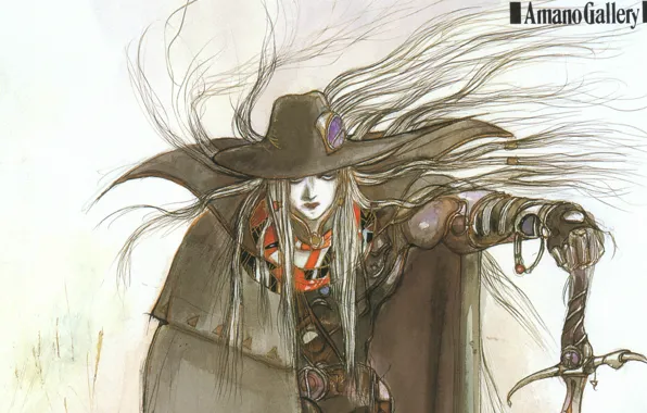 Graphics, sword, hat, cloak, color, hunter, art, Yoshi Want Amano