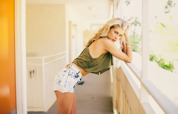 Girl, shorts, blonde, looks, curls, Brittany Lucas