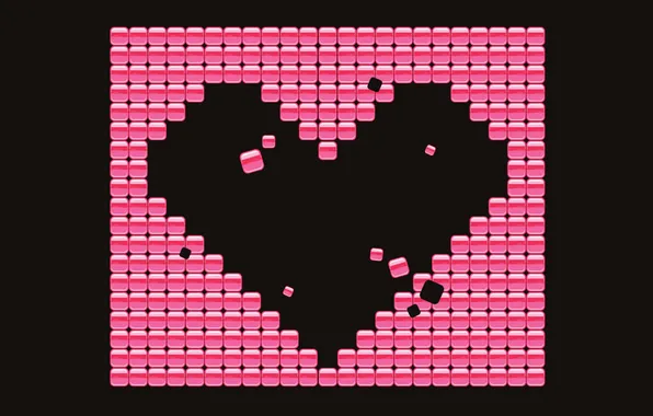 Picture squares, black, pink, heart