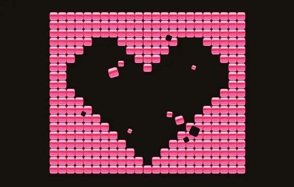 Squares, black, pink, heart