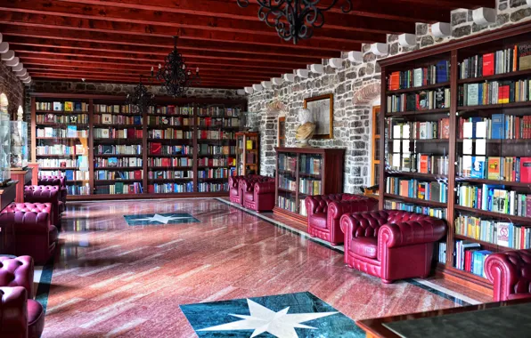 Books, interior, chairs, library