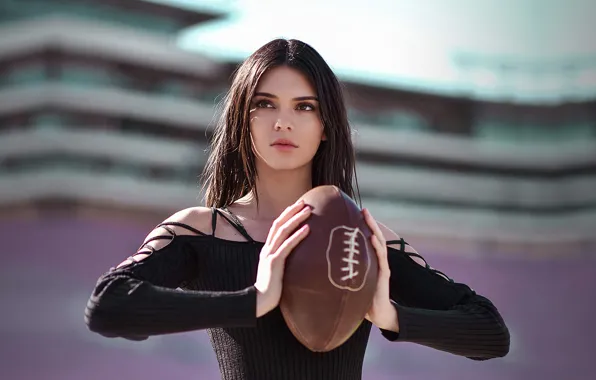 Picture sport, model, the ball, brunette, cutie, in black, bokeh, Kendall Jenner
