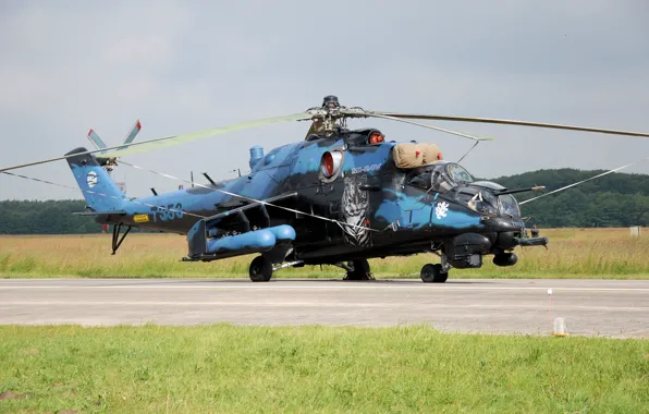 Helicopter, the airfield, combat, Mi-24V