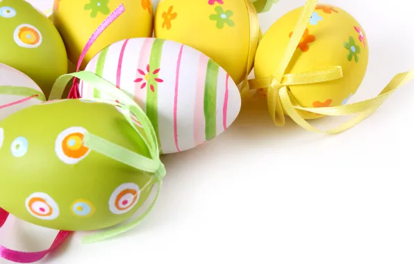 Holiday, pattern, eggs, Easter, colorful, bow