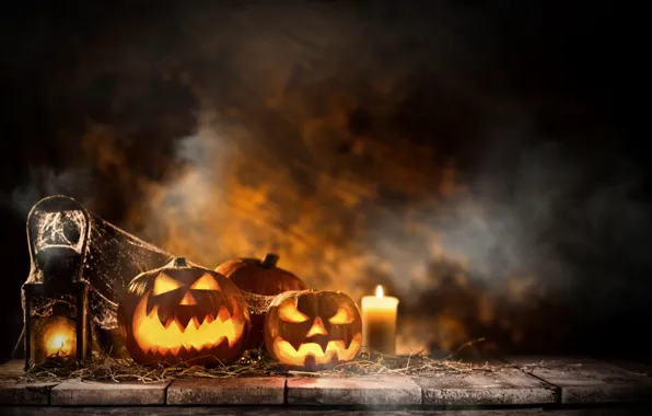 Holiday, candles, pumpkin, Halloween