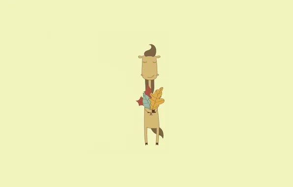 Autumn, leaves, horse, symbol of the year