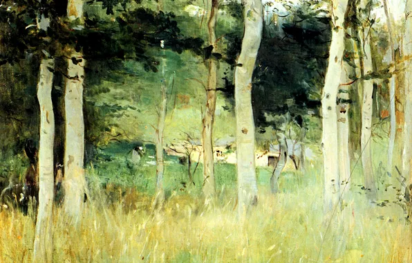 Picture forest, trees, landscape, nature, picture, Chaumiere in Normandy, Berthe Morisot