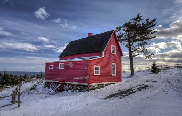 Picture sea, landscape, house, shore