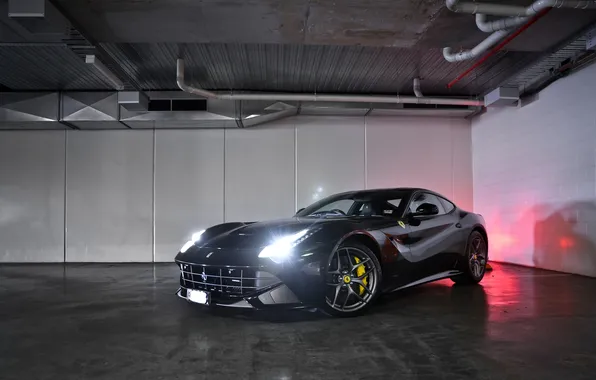 Picture light, black, lights, ferrari, Ferrari, black, Berlinetta, f12 berlinetta