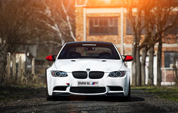 Picture white, trees, the building, bmw, BMW, shadow, white, the front