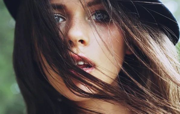 Picture eyes, face, mood, the wind, hair, brunette