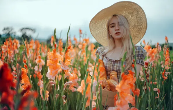 Picture summer, girl, flowers