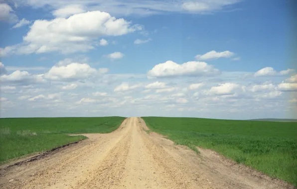 Road, the sky, grass, clouds, field, horizon, the countryside, solar