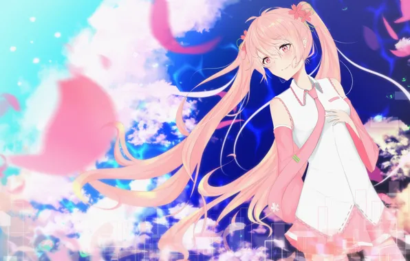 Girl, Sakura, Hatsune Miku, Vocaloid