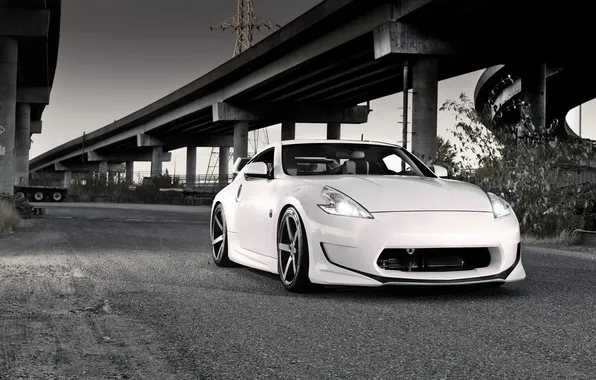 Picture auto, tuning, overpass, white, Nissan, Nissan, 370Z