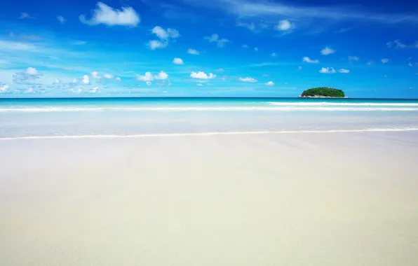 Sea, beach, clouds, landscape, island