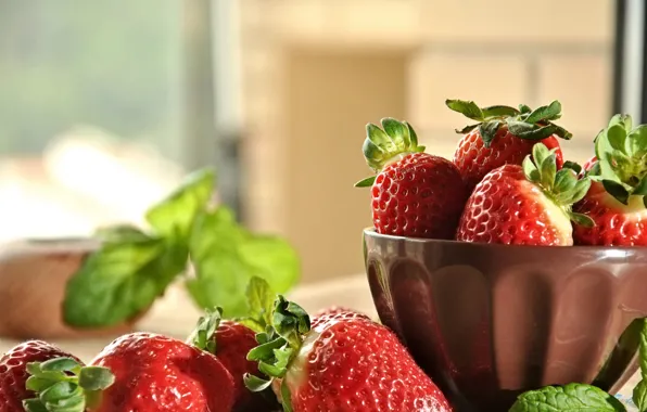 Berries, background, strawberry, bowl