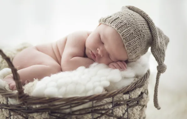 Picture basket, hat, sleep, baby