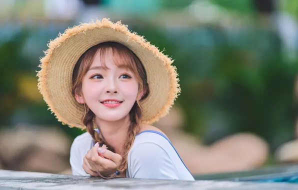 Beautiful, Asian, Model, Woman, Hat, Pretty, Close Up, Close Shot