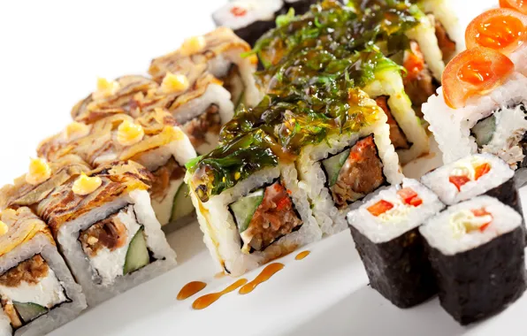 Fish, tomatoes, sushi, sushi, rolls, seafood, seafoods