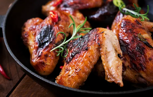 Greens, yummy, wings, grill