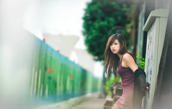 Picture girl, street, Asian