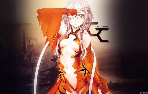 Chest, girl, navel, red eyes, bodysuit, long hair, barrette, high resolution