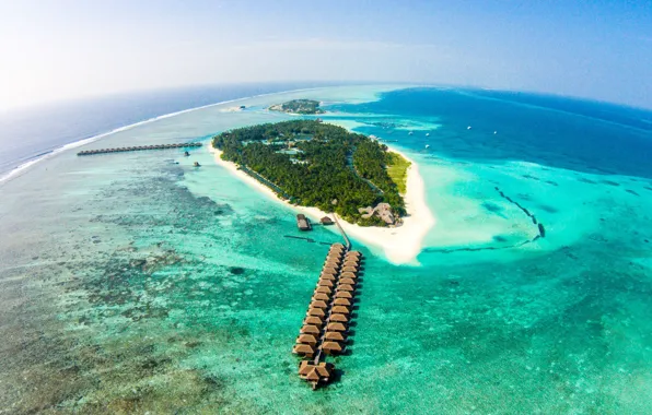 Islands, the ocean, Atoll, The Maldives, resort, Maldives, Meeru Island