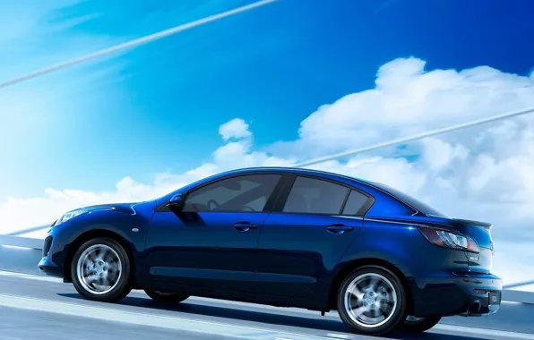 Blue, sport, speed, sport, blue, Mazda, Mazda3