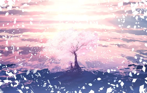 Girl, spring, Sakura