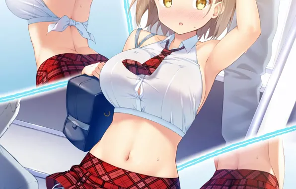 Girl, sexy, lingerie, panties, brown hair, boobs, anime, beautiful