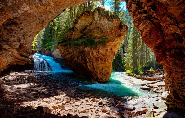 River, Cave, Canada, Canada, River, Cave, Johnston Canyon, Johnston Canyon