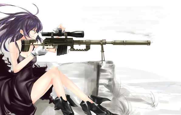 Girl, weapons, art, sight, rifle, Saberiii