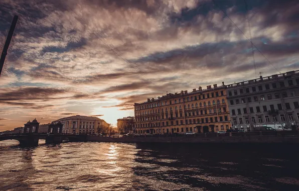 Sunset, Peter, River, Saint Petersburg, Russia, Russia, SPb, Saint-Petersburg