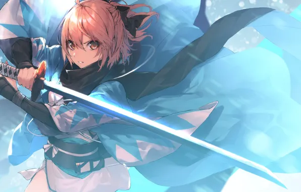 Picture girl, weapons, sword, anime, art, fate
