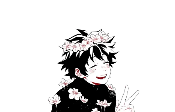 Download wallpaper flowers, guy, My Hero Academia, Boku No Hero Academy ...