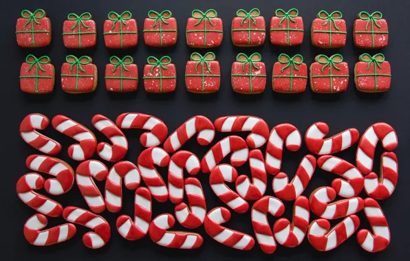 Texture, cookies, Christmas, gifts, New year, figures, glaze, design