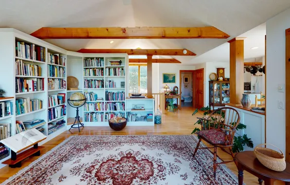 Design, style, interior, library, globe, Massachusetts, Truro, Truro