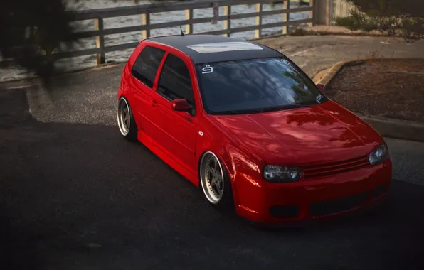 Picture red, tuning, volkswagen, red, Golf, golf, Volkswagen, stance, MK4