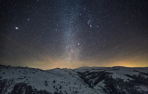 Picture space, stars, mountains, night, space